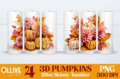 3D Floral Pumpkins Sublimation Tumbler PNG Bundle Product Image 2