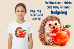 Sublimation t-shirts cute baby animals hedgehog Product Image 1