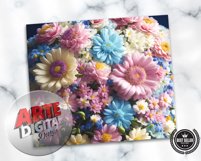 3D White Pink Flowers 20oz Skinny Tumbler Sublimation Design Product Image 3