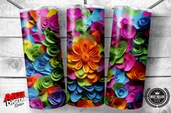 3D Colorful Rainbow Flowers 20oz Skinny Tumbler Sublimation Product Image 1
