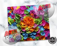 3D Colorful Rainbow Flowers 20oz Skinny Tumbler Sublimation Product Image 4