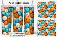 3D Colorful Fall Pumpkins 20 oz Sublimation Tumbler Design Product Image 1