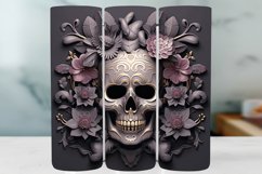 3D Skull Tumbler Wrap Sublimation Design Product Image 1