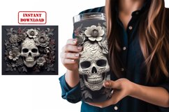 3D Skull Tumbler Wrap Sublimation Design Product Image 3