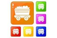 Mine cart icons set vector color Product Image 1