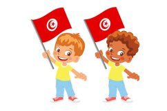 Tunisia flag in hand set Product Image 1