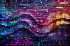 Colorful Brick Wall with Lines Background Wallpaper Product Image 1