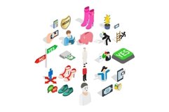 Personage icons set, isometric style Product Image 1