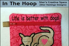 ITH Love My Dog Zipper Bag - Fully Lined, 5X7 HOOP Product Image 1