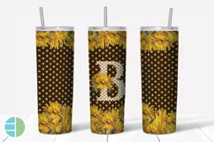 Sunflower Monogram Skinny Tumblers Alpha Sublimation Design Product Image 3