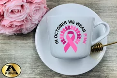 In October-We Wear Pink SVG Awareness Ribbon SVG PNG EPS DXF Product Image 4