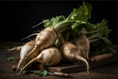 Fresh organic parsnips on wooden background Product Image 1