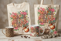 Mama Needs a Refill PNG Sublimation Design for T-Shirts Product Image 1