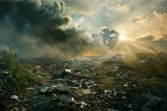 Apocalyptic landscape with fiery sky Product Image 1