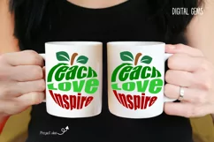 Apple, Teach, Love, Inspire. SVG / PNG / DXF / PNG Product Image 3