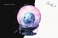 Pastel Crystal Ball Clipart | Watercolor Halloween PNG Product Image 2