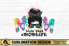 Mom Sublimation Mothers day PNG MOM life Messy Bun polka dot Product Image 3