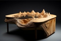 Exquisite handcrafted wooden table with mountain design Product Image 1