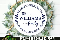 Farmhouse Monogram SVG Welcome Round Wood Sign SVG Product Image 1