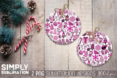 Pink Christmas Sublimation Ornament| PNG | Christmas Collage Product Image 2