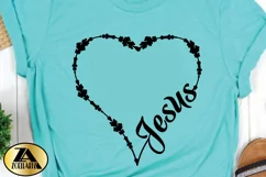 Jesus SVG PNG EPS DXF Floral Heart SVG Monogram SVG Cut file Product Image 4