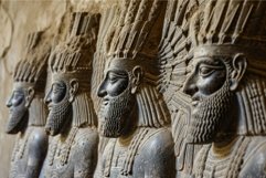 Fade-resistant Old wall painted with Assyrian queens. Genera Product Image 1
