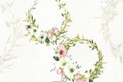 Watercolor Blush and WhiteRose Clipart and Wreaths Product Image 8