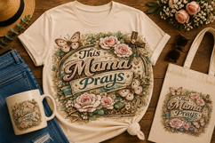 This Mama Prays PNG | Christian Mom Sublimation Design | Fai Product Image 1