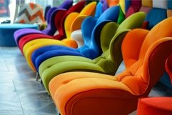 Colorful modern chairs in a showroom Product Image 1