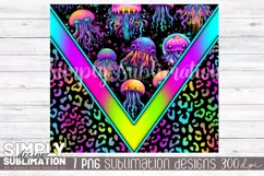 Psychedelic Neon Jellyfish, 20 oz skinny Tumbler Wrap, Png Product Image 2