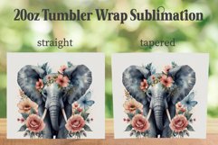 Floral Elephant 20oz Tumbler PNG, Elephant Tumbler Wrap PNG Product Image 2