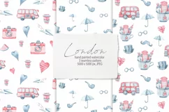 Watercolor London travel seamless patterns/ digital paper Product Image 1