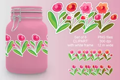 Sketches Flowers Clipart for Stickers PNG files Set of 8 Product Image 4