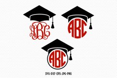 Graduation SVG, Graduation Cap SVG, Graduation Caps monogram frame, Graduation Cut Files,for CriCut Silhouette cameo Files svg jpg png dxf Product Image 1
