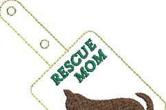 ITH Rescue Mom Dog Vinyl Key Fob or Bag Tag - Snap Tab Machine Embroidery Product Image 2