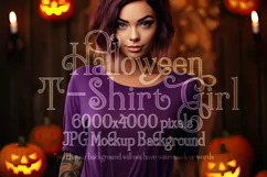 Halloween T-Shirt Mockup for Women, Purple TShirt Mockup, d5 Product Image 1