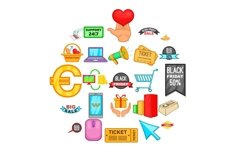 Online deal icons set, cartoon style Product Image 1
