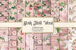 Blush Floral Wood Digital Paper Product Image 1