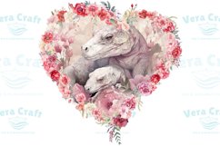 Watercolor Mom and Baby Exotic Animals in Carnations Wreath Product Image 6