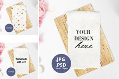White Kitchen Towel Mockup Valentine's Day PSD, JPG Product Image 1