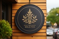 rounded Sign Board Mockup on Building Wall Product Image 2