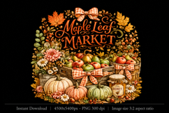 Maple Leaf Market Fall PNG Sublimation Design Product Image 1