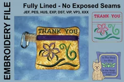 Thank You Flower Zipper Bag / Fully Lined, 4X4 HOOP Product Image 1