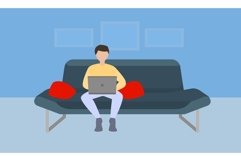 Freelancer on sofa concept banner, flat style Product Image 1
