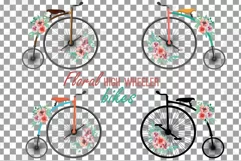 Coral pink and burgundy red floral high wheelers clip art pa Product Image 2