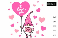 Valentine gnome I love you svg, Valentines day heart clipart Product Image 1
