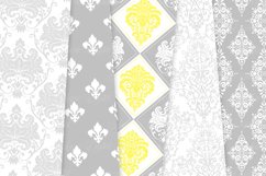 28 Yellow and Gray Damask Patterns - Seamless Digital Papers Bundle Product Image 7