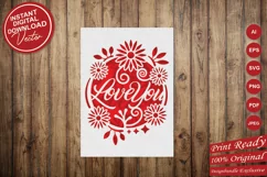 Papercut Love You Card Cover with Flowers and Curls Design Product Image 6