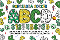Barcelona Soccer Alphabet png clipart, soccer letters doodle Product Image 1