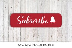 Subscribe calligraphy hand lettering on red button SVG Product Image 1